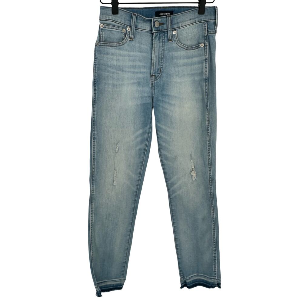 J Crew Jeans Womens 24 Blue Distressed Stretch Denim Mid Rise Casual Ankle 00